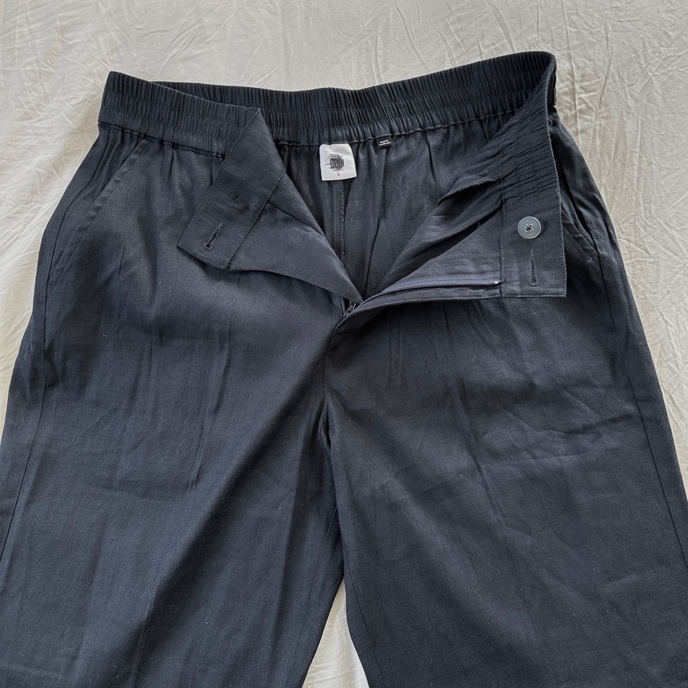 Cabi Linen Spandex Stretch Blend Finale Navy Trousers Pants Pockets #6425 - Picture 6 of 16